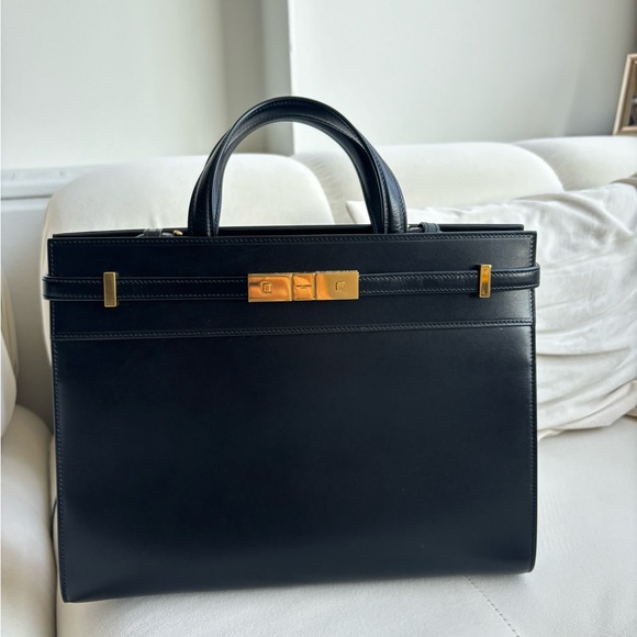 Saint Laurent Handbags - Saint Laurent Black Tote Bag with Gold Accents